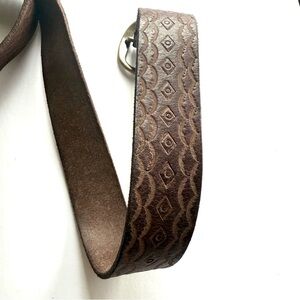 Brown Leather Tooled Belt